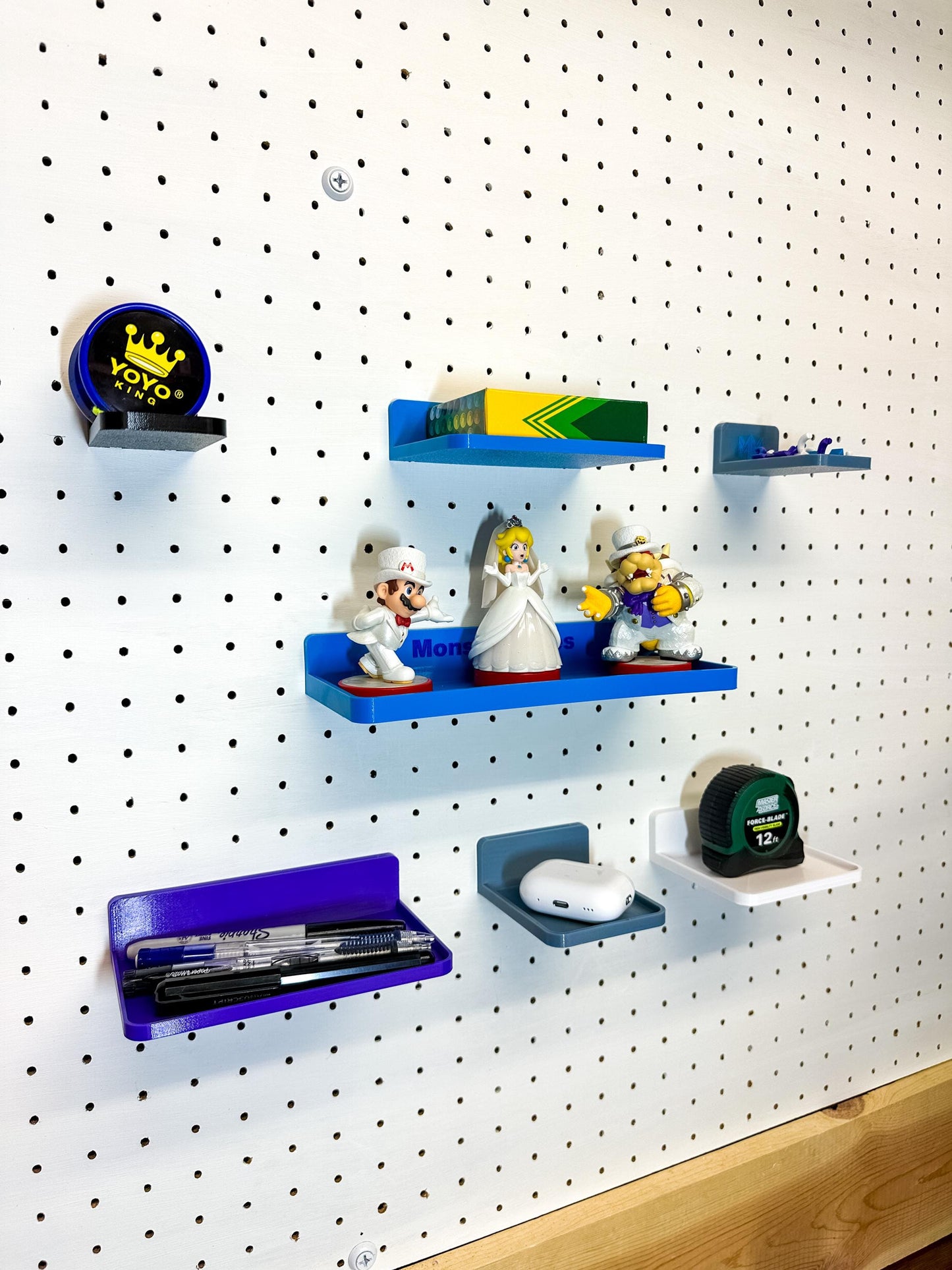 Pegboard Storage Shelves - Fits 1/8" & 1/4" Pegboards - Versatile Organization Solution